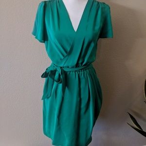 Amanda Upchard Emerald/Kelly Green Silk Wrap Dress